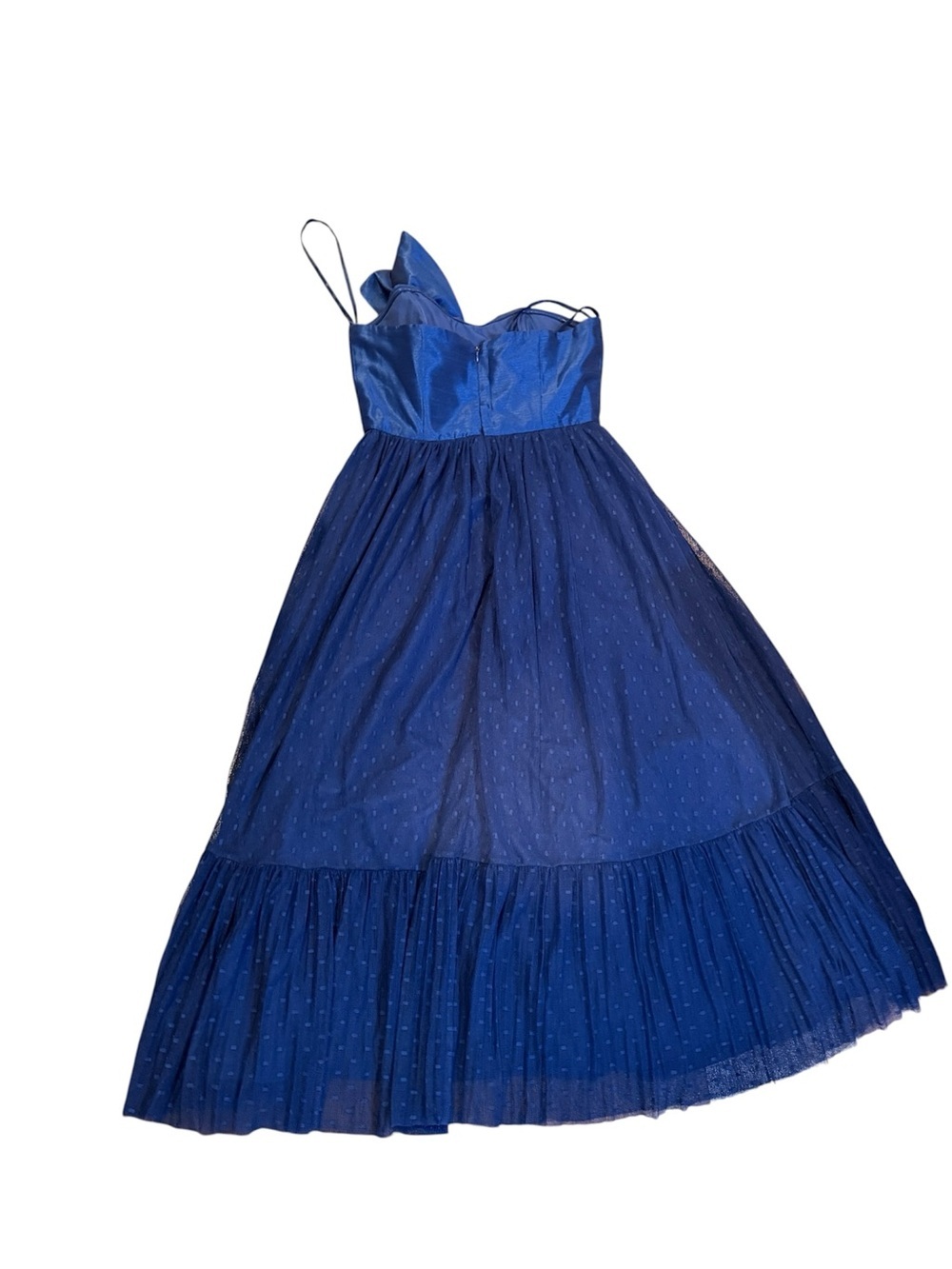 NWT Hutch Tulle Blue Bow Strapless Tiered Wedding Guest Cocktail Midi Dress 6 - Picture 6 of 9